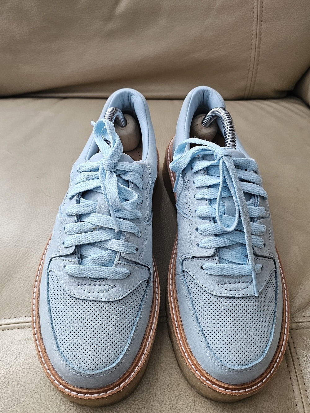 Light Blue Clark's Men’s Casual Leather Sneakers